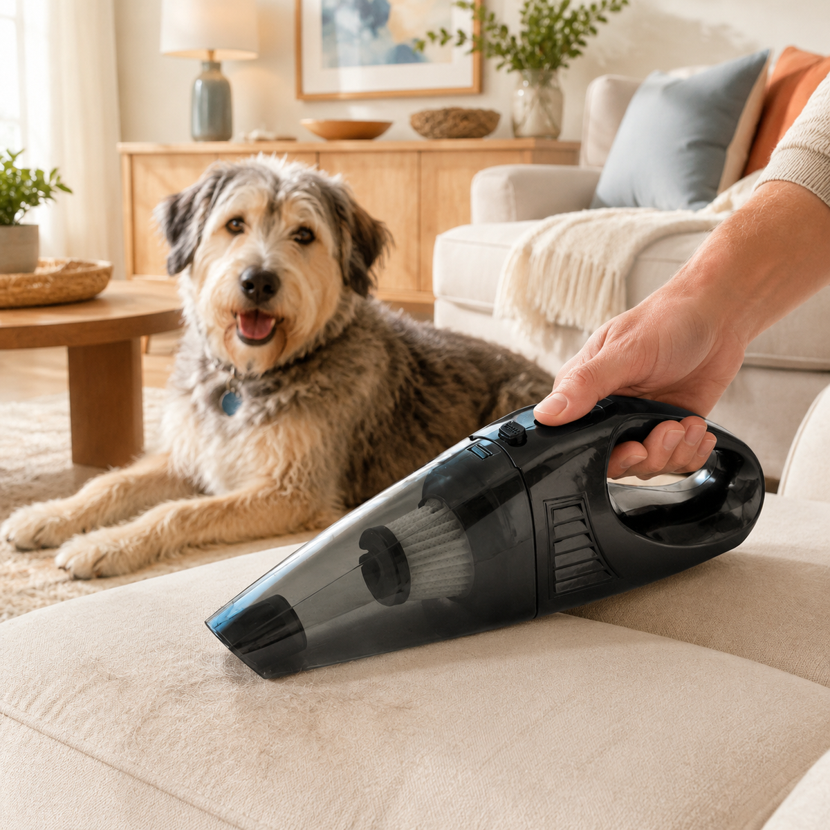 Cordless handheld vacuum with brush and crevice nozzle attachments