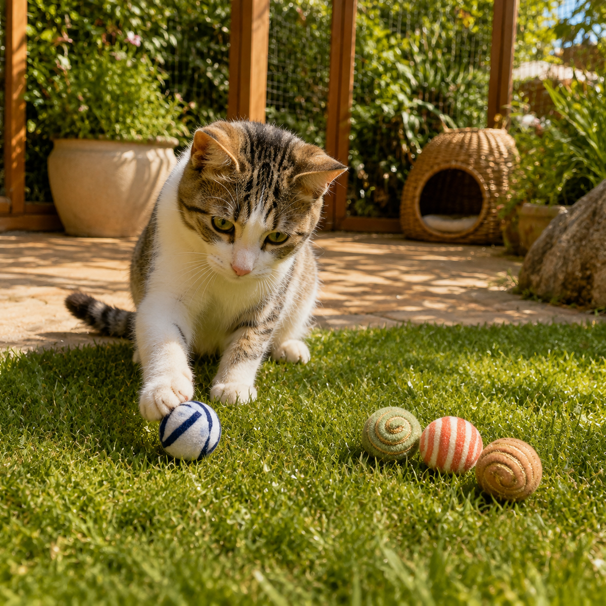 Four lightweight cat balls for batting and chasing