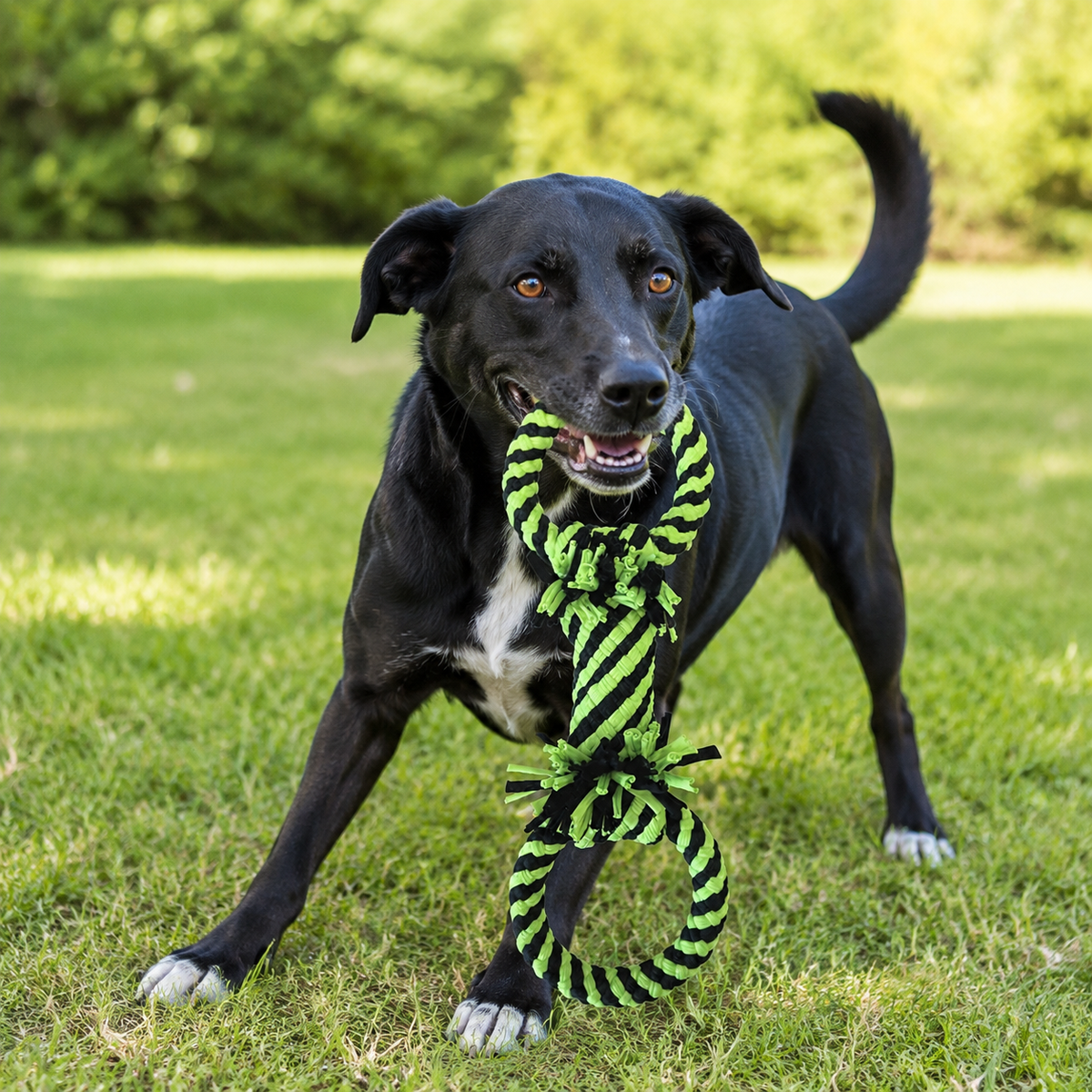 Dog rope toy for tug-of-war and fetch